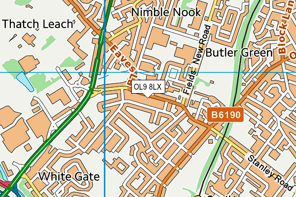 OL9 8LX map - OS VectorMap District (Ordnance Survey)