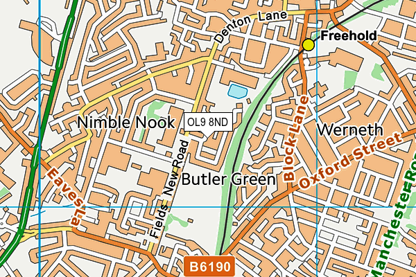 OL9 8ND map - OS VectorMap District (Ordnance Survey)