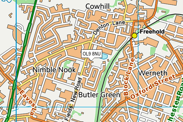 OL9 8NU map - OS VectorMap District (Ordnance Survey)