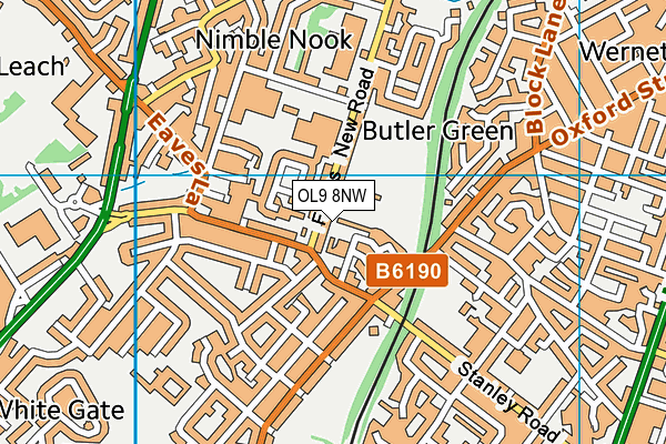 OL9 8NW map - OS VectorMap District (Ordnance Survey)