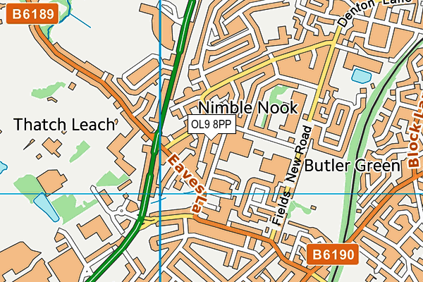 OL9 8PP map - OS VectorMap District (Ordnance Survey)