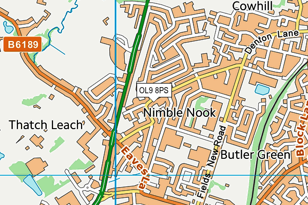 OL9 8PS map - OS VectorMap District (Ordnance Survey)