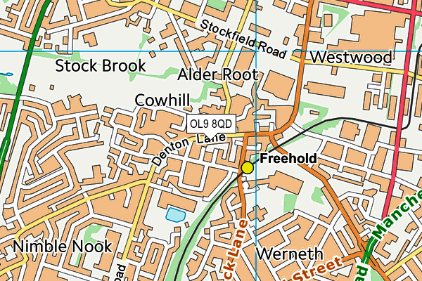 OL9 8QD map - OS VectorMap District (Ordnance Survey)