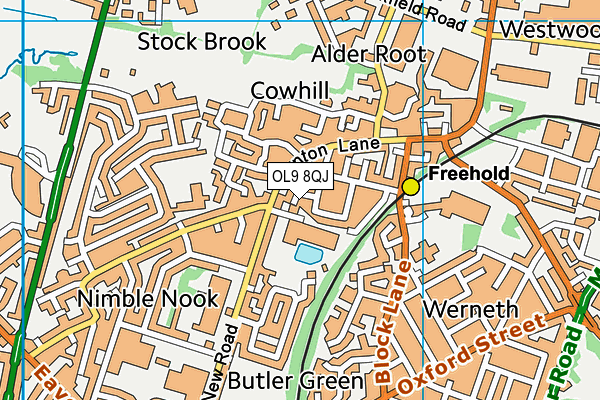 OL9 8QJ map - OS VectorMap District (Ordnance Survey)