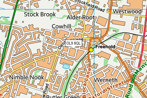 OL9 8QL map - OS VectorMap District (Ordnance Survey)