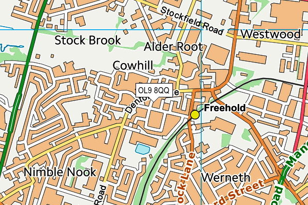 OL9 8QQ map - OS VectorMap District (Ordnance Survey)