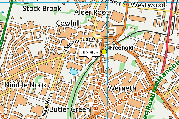 OL9 8QR map - OS VectorMap District (Ordnance Survey)
