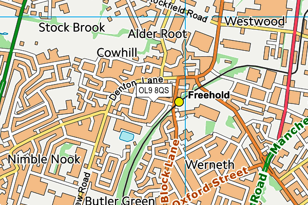 OL9 8QS map - OS VectorMap District (Ordnance Survey)