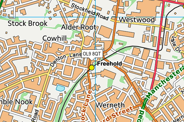 OL9 8QT map - OS VectorMap District (Ordnance Survey)