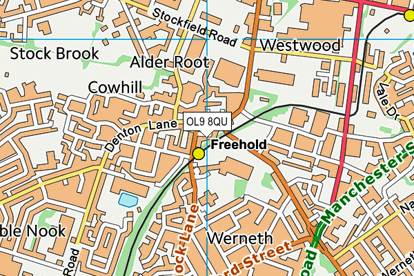 OL9 8QU map - OS VectorMap District (Ordnance Survey)