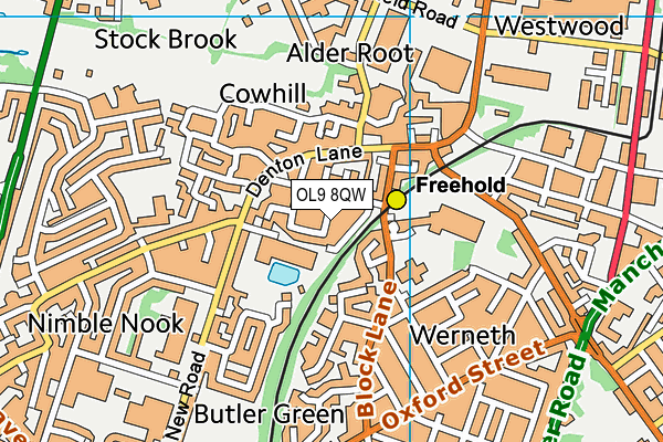 OL9 8QW map - OS VectorMap District (Ordnance Survey)