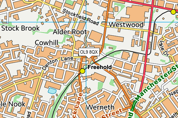 OL9 8QX map - OS VectorMap District (Ordnance Survey)