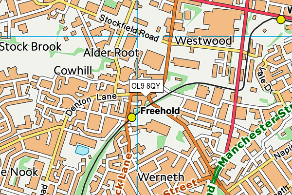 OL9 8QY map - OS VectorMap District (Ordnance Survey)