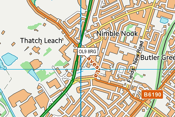 OL9 8RG map - OS VectorMap District (Ordnance Survey)