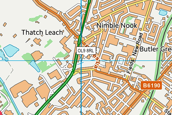 OL9 8RL map - OS VectorMap District (Ordnance Survey)