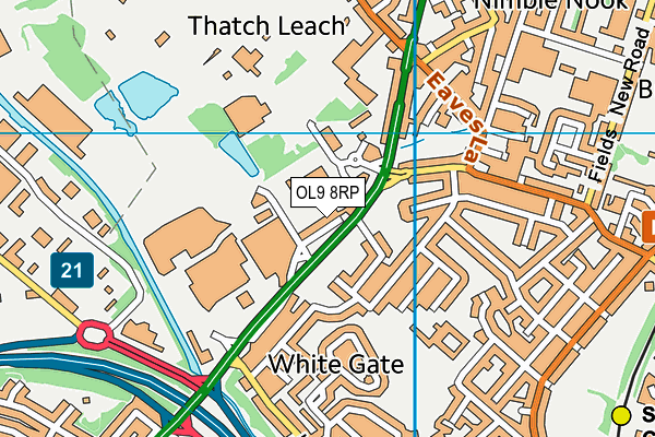 OL9 8RP map - OS VectorMap District (Ordnance Survey)