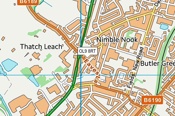 OL9 8RT map - OS VectorMap District (Ordnance Survey)