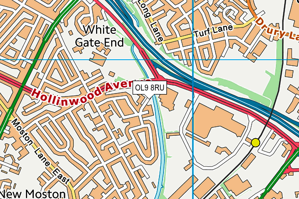 OL9 8RU map - OS VectorMap District (Ordnance Survey)