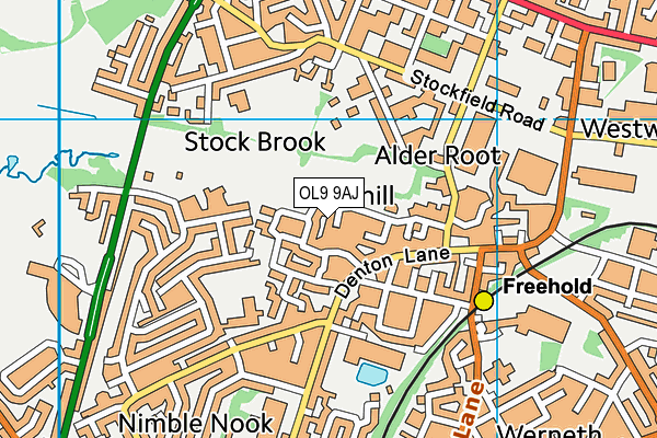 OL9 9AJ map - OS VectorMap District (Ordnance Survey)