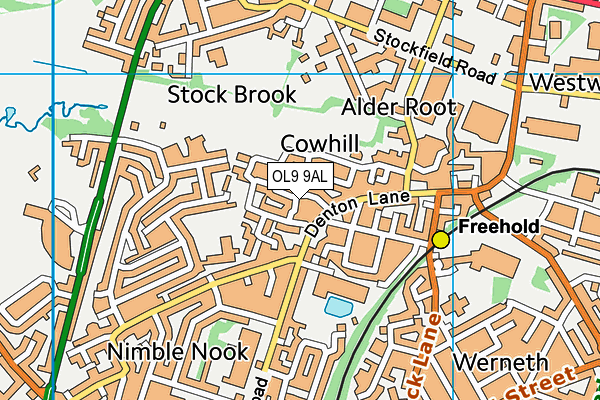 OL9 9AL map - OS VectorMap District (Ordnance Survey)