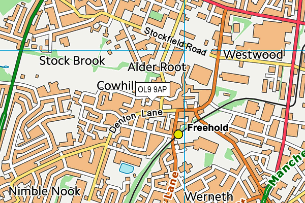 OL9 9AP map - OS VectorMap District (Ordnance Survey)