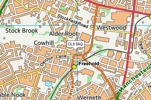 OL9 9AQ map - OS VectorMap District (Ordnance Survey)