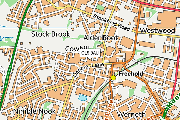 OL9 9AU map - OS VectorMap District (Ordnance Survey)