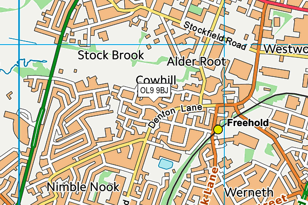 OL9 9BJ map - OS VectorMap District (Ordnance Survey)