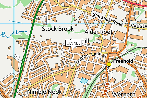 OL9 9BL map - OS VectorMap District (Ordnance Survey)