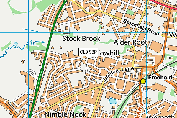 OL9 9BP map - OS VectorMap District (Ordnance Survey)