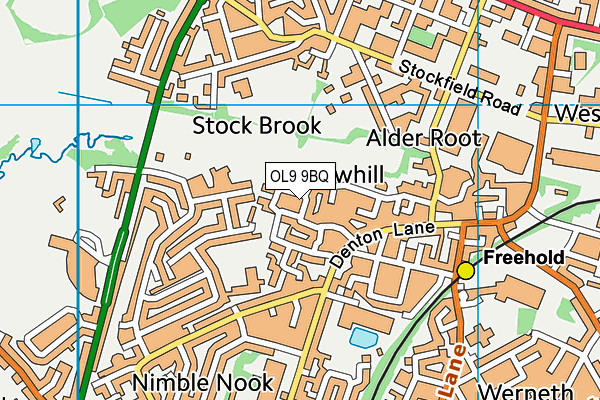 OL9 9BQ map - OS VectorMap District (Ordnance Survey)