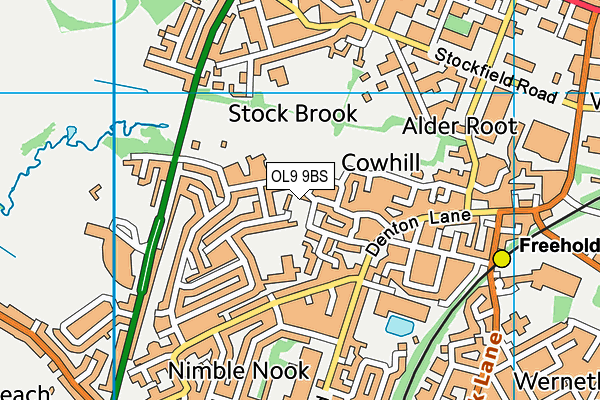 OL9 9BS map - OS VectorMap District (Ordnance Survey)