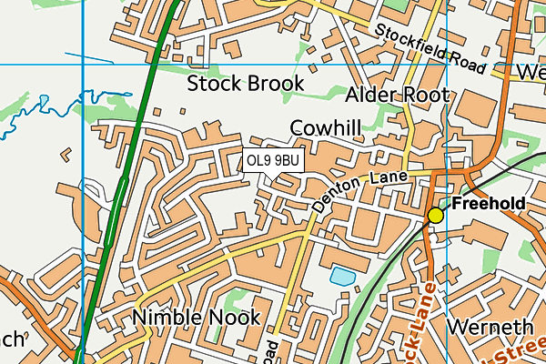 OL9 9BU map - OS VectorMap District (Ordnance Survey)