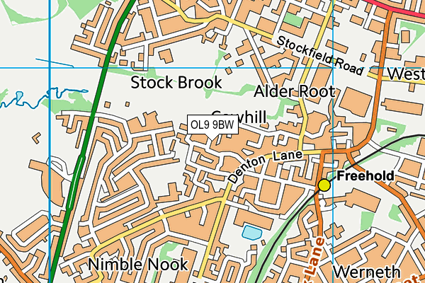 OL9 9BW map - OS VectorMap District (Ordnance Survey)