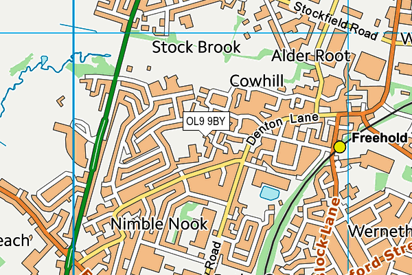 OL9 9BY map - OS VectorMap District (Ordnance Survey)