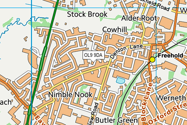 OL9 9DA map - OS VectorMap District (Ordnance Survey)