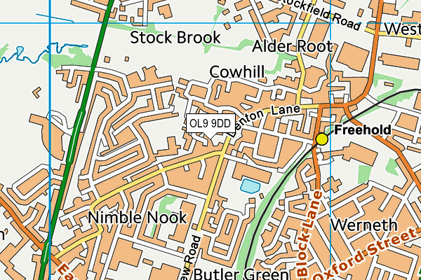 OL9 9DD map - OS VectorMap District (Ordnance Survey)