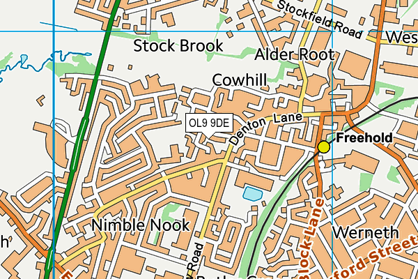 OL9 9DE map - OS VectorMap District (Ordnance Survey)