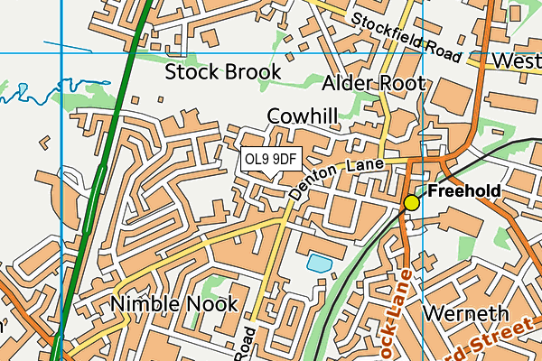 OL9 9DF map - OS VectorMap District (Ordnance Survey)