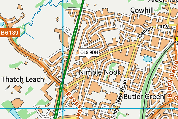 OL9 9DH map - OS VectorMap District (Ordnance Survey)