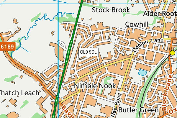 OL9 9DL map - OS VectorMap District (Ordnance Survey)