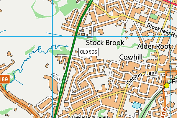 OL9 9DS map - OS VectorMap District (Ordnance Survey)