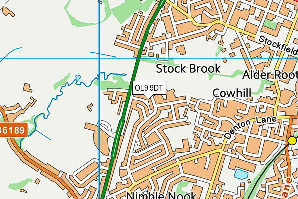 OL9 9DT map - OS VectorMap District (Ordnance Survey)