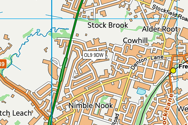 OL9 9DW map - OS VectorMap District (Ordnance Survey)