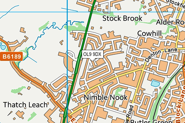 OL9 9DX map - OS VectorMap District (Ordnance Survey)