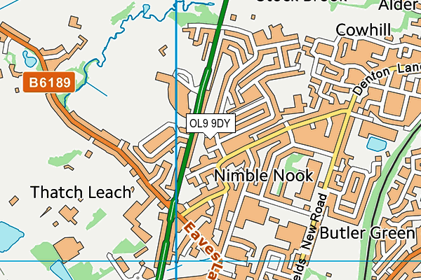 OL9 9DY map - OS VectorMap District (Ordnance Survey)