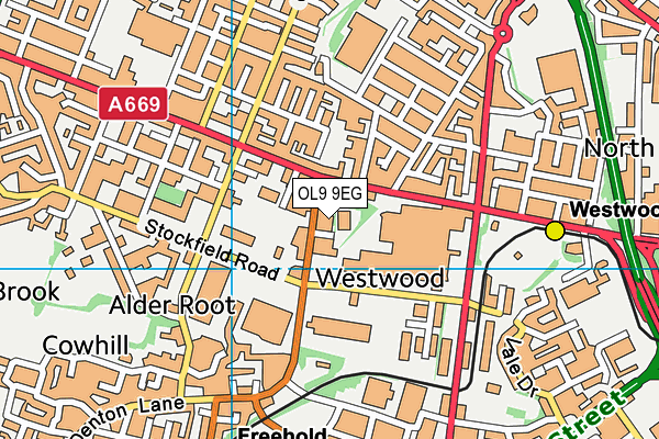 OL9 9EG map - OS VectorMap District (Ordnance Survey)