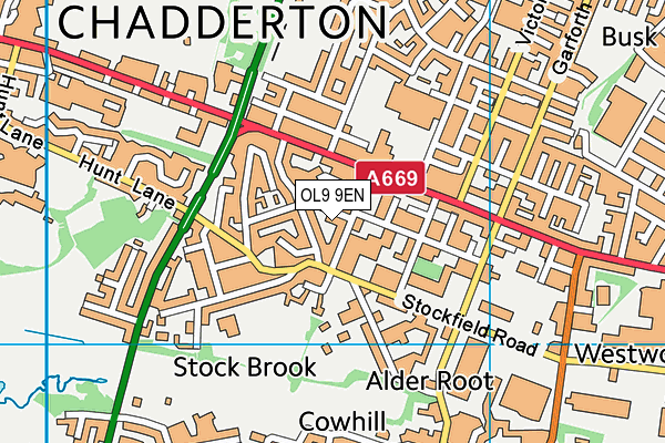 OL9 9EN map - OS VectorMap District (Ordnance Survey)