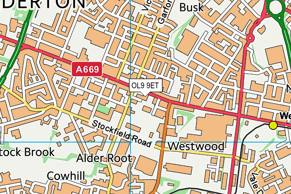 OL9 9ET map - OS VectorMap District (Ordnance Survey)