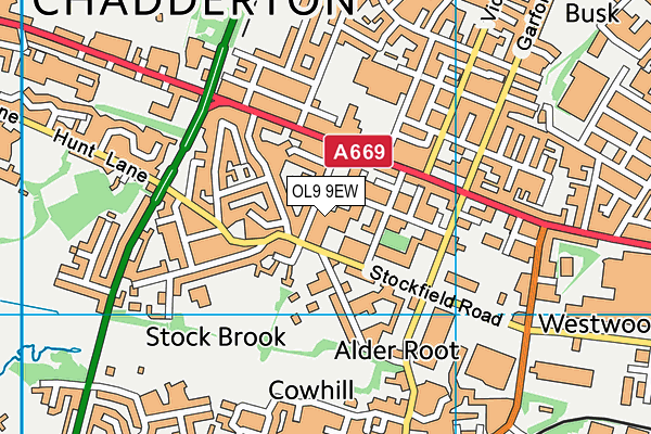 OL9 9EW map - OS VectorMap District (Ordnance Survey)